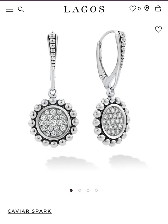 LAGOS Jewelry - New! LAGOS Caviar Spark Silver Pavé Drop Earrings, MSRP 2850$